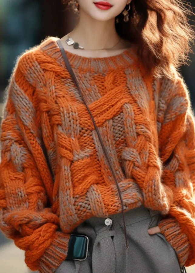 Women's Oversized Sweater Orange Cotton Knitted sold by Hensley London