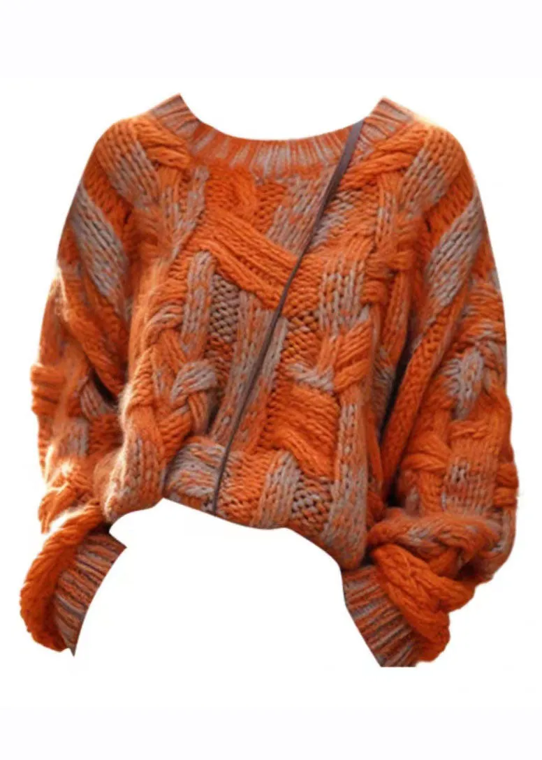 Women's Oversized Sweater Orange Cotton Knitted sold by Hensley London product image thumbnail 5