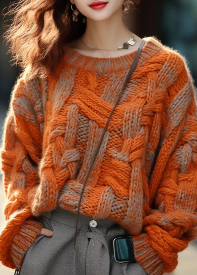 Women's Oversized Sweater Orange Cotton Knitted sold by Hensley London product image thumbnail 2