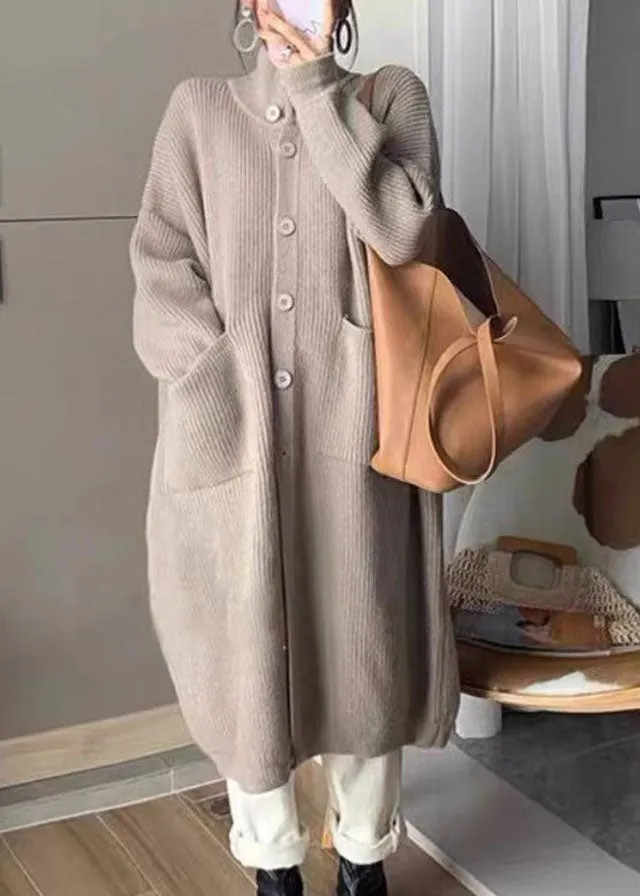 Women's Sweater Grey Cotton Knit Turtleneck Long Sleeve sold by Hensley London product image thumbnail 2