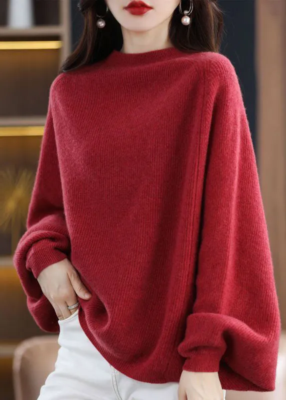 Women's Sweater Red Wool Oversized Batwing Sleeve sold by Hensley London