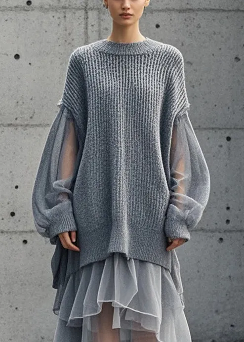 Women's Sweater Dress Grey Tulle Oversized sold by Hensley London product image thumbnail 2