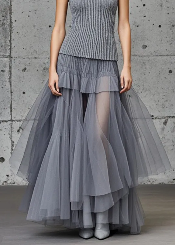 Women's Sweater Dress Grey Tulle Patchwork Sleeveless Size M sold by Hensley London product image thumbnail 4