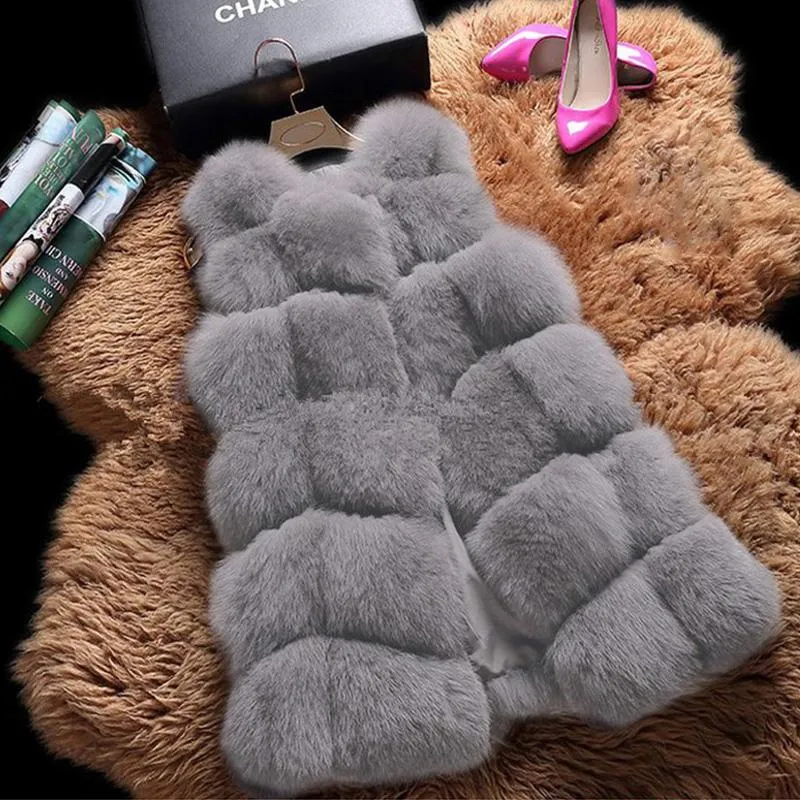 Women's Vest Jacket Grey Faux Fur Sleeveless sold by Hensley London