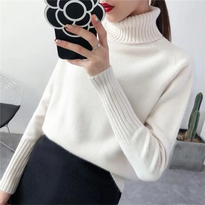 Women's Sweater Gray Turtleneck Slim Fit Polyester sold by Hensley London