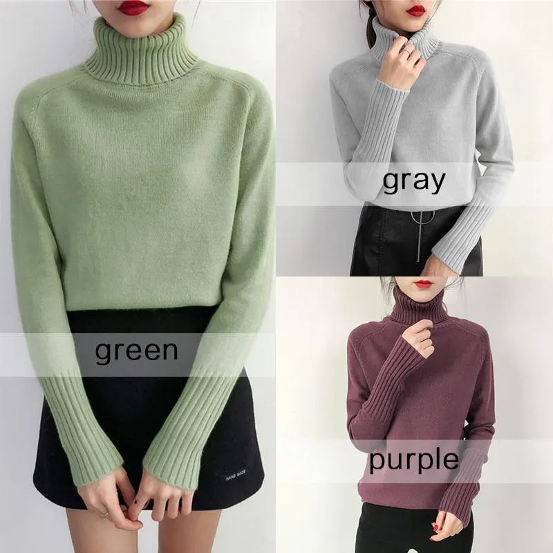 Women's Sweater Gray Turtleneck Slim Fit Polyester sold by Hensley London product image thumbnail 5