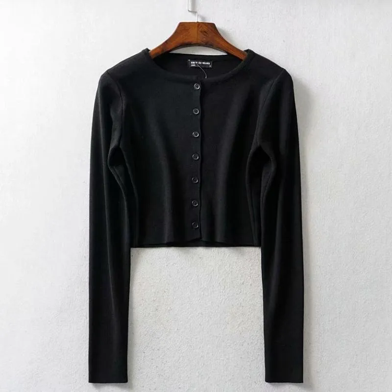 Women's Crop Top Cardigan White Polyester Blend sold by Hensley London product image thumbnail 4