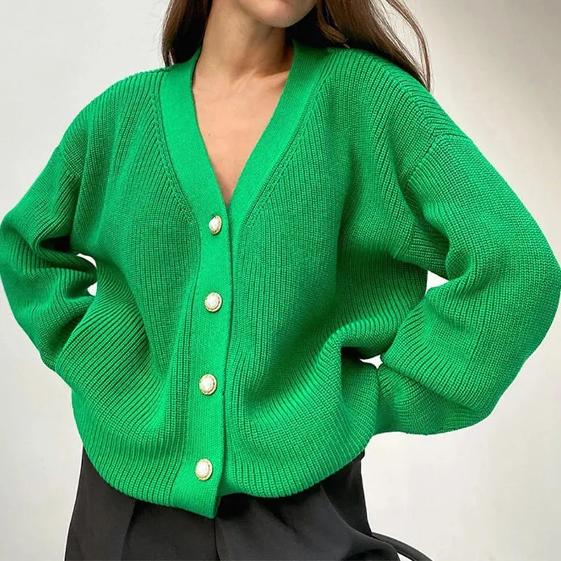 Women's Long Cardigan Sweater Beige Acrylic sold by Hensley London