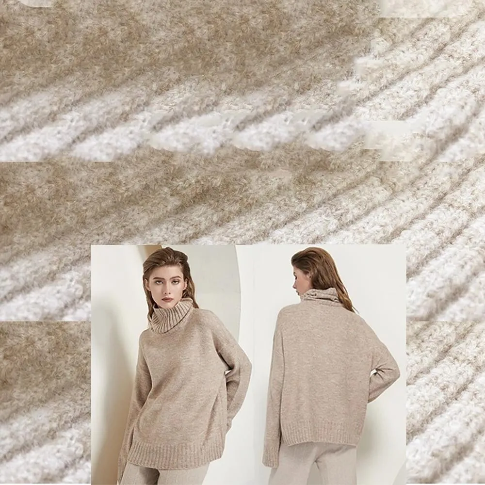 Women's Oversized Sweater Gray Wool Blend Turtleneck sold by Hensley London product image thumbnail 3