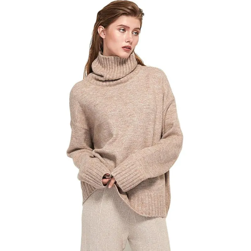 Women's Oversized Sweater Gray Wool Blend Turtleneck sold by Hensley London