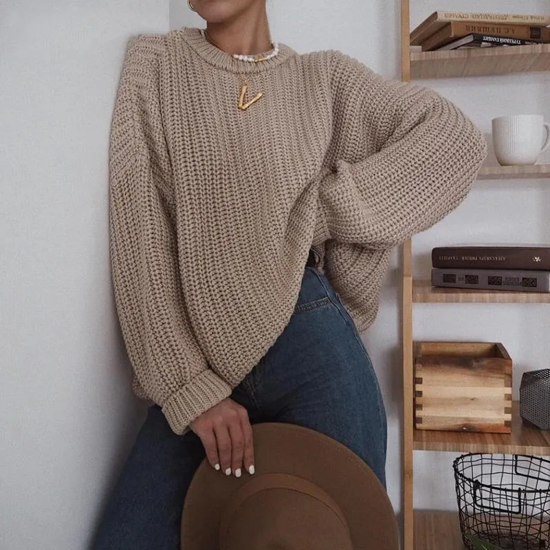 Women's Oversized Sweater Beige Acrylic Cotton sold by Hensley London product image thumbnail 3