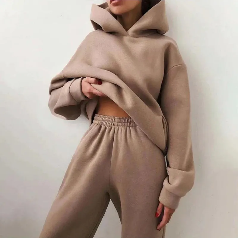 Women's Oversized Tracksuit Set Grey Polyester sold by Hensley London