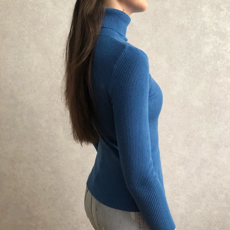 Women's Turtleneck Sweater Solid Color Slim Fit Knit sold by Hensley London product image thumbnail 4