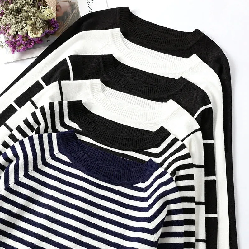 Women's Pullover Sweater Striped Long Sleeve Cotton Blend sold by Hensley London product image thumbnail 5