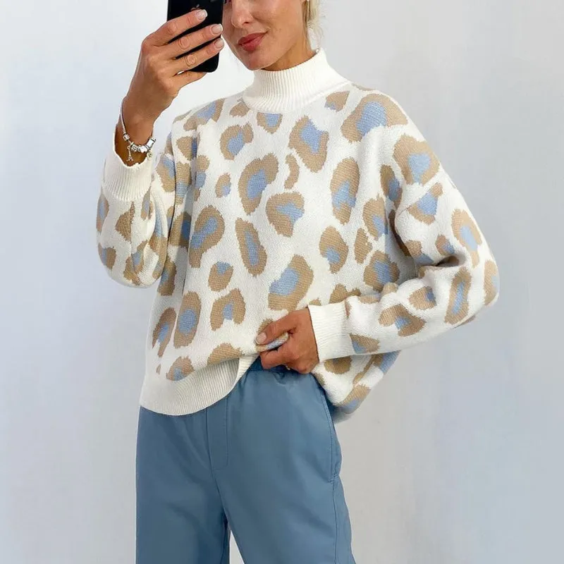 Women's Turtleneck Pullover Sweater Leopard Print Long Sleeve sold by Hensley London product image thumbnail 5
