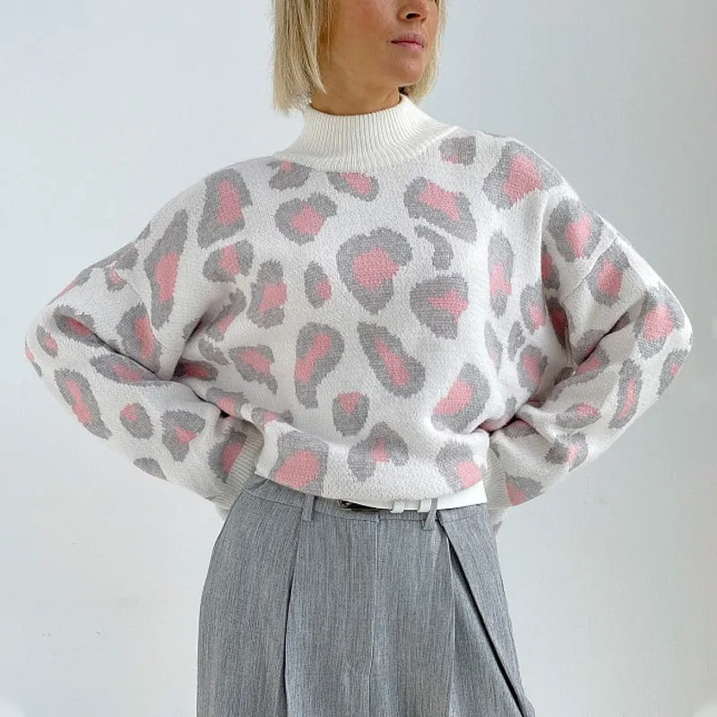 Women's Turtleneck Pullover Sweater Leopard Print Long Sleeve sold by Hensley London product image thumbnail 2