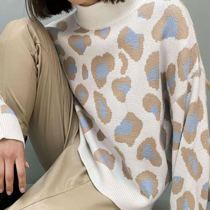 Women's Turtleneck Pullover Sweater Leopard Print Long Sleeve sold by Hensley London product image thumbnail 4