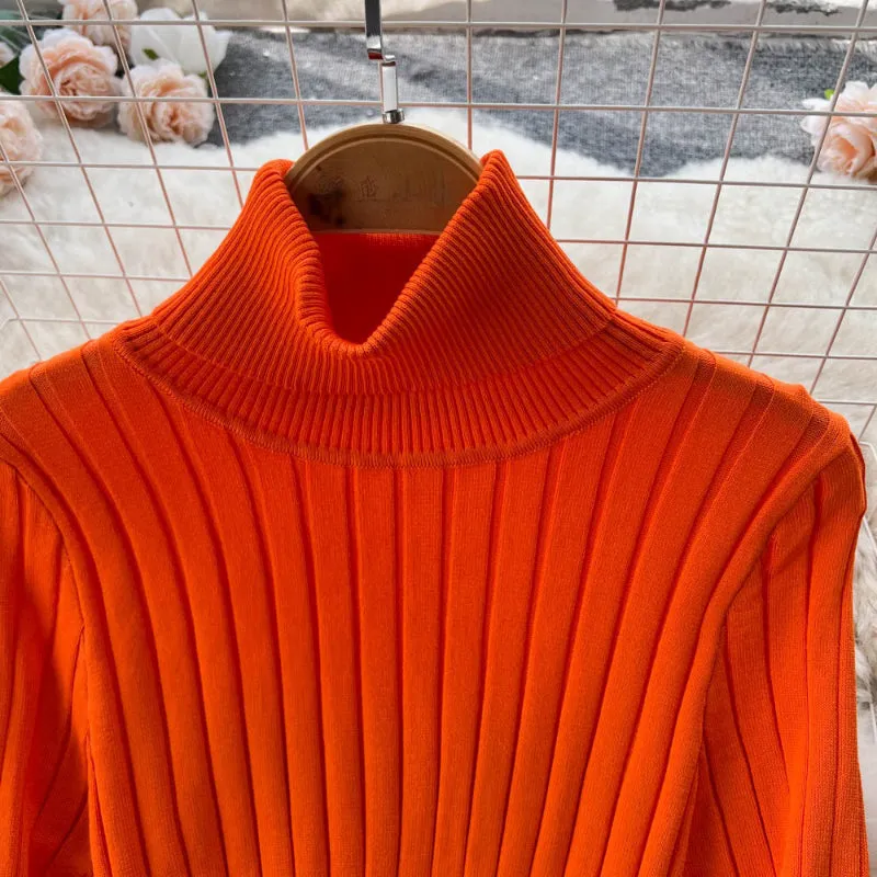 Women's Black Sweater Dress Turtleneck Knit Mid-Calf sold by Hensley London product image thumbnail 2