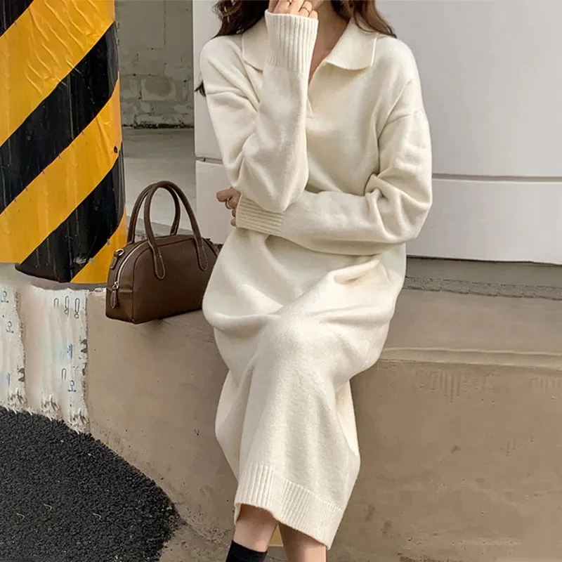 Women's Sweater Dress Beige Acrylic Loose Fit sold by Hensley London product image thumbnail 3