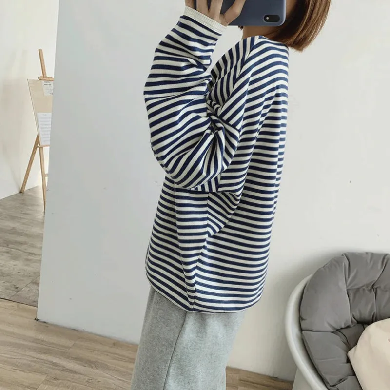 Women's Long Sleeve Pullover Sweater Striped Cotton sold by Hensley London product image thumbnail 3