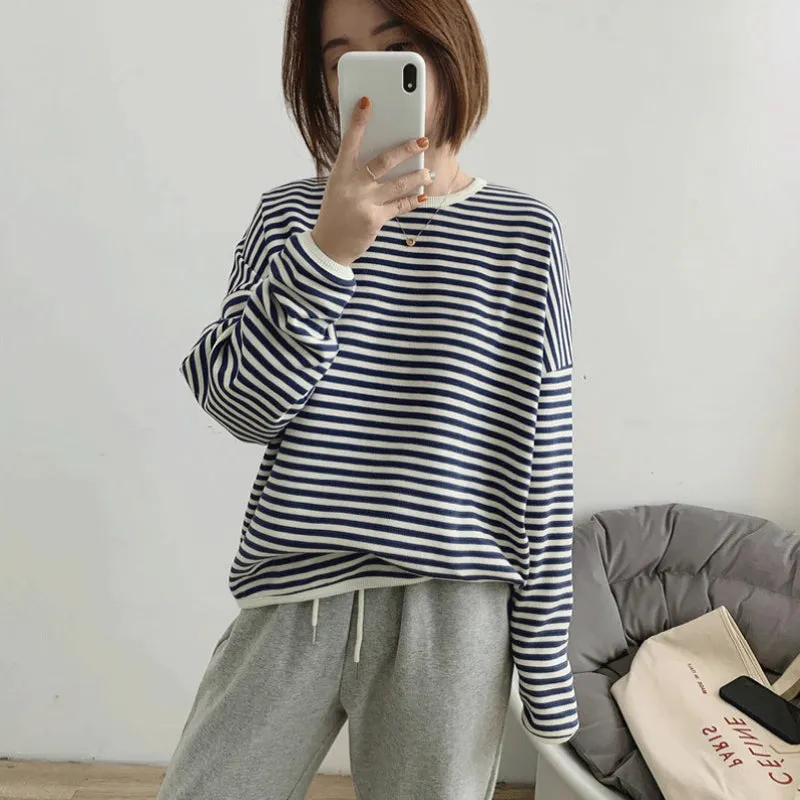 Women's Long Sleeve Pullover Sweater Striped Cotton sold by Hensley London product image thumbnail 5