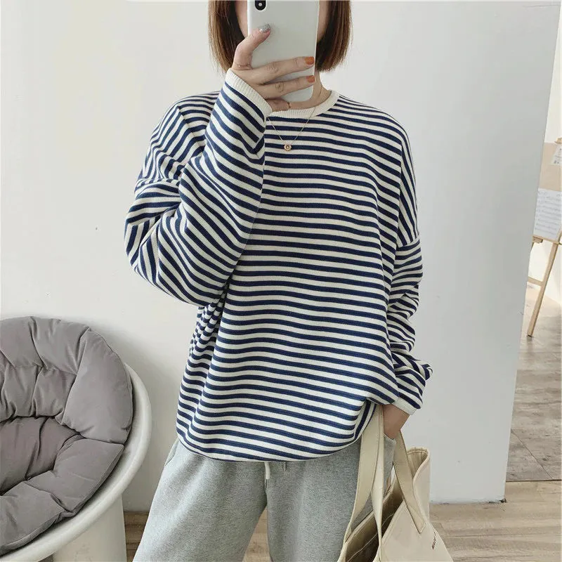 Women's Long Sleeve Pullover Sweater Striped Cotton sold by Hensley London product image thumbnail 2