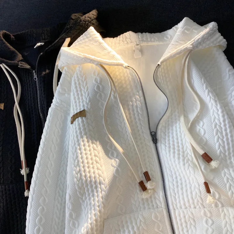 Men's Zip-Up Hooded Jacket Grey Cotton Blend sold by Hensley London product image thumbnail 2