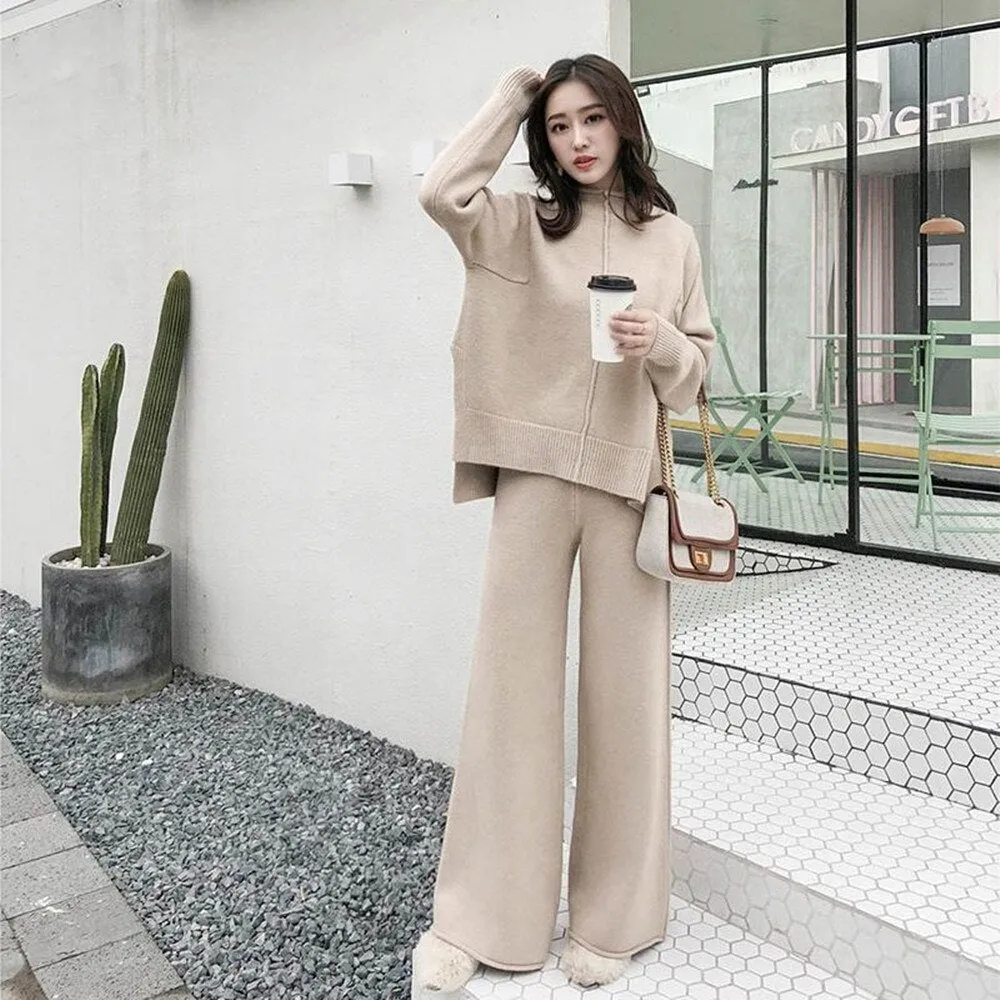 Women's Two-Piece Set Beige Turtleneck Sweater and Pants sold by Hensley London product image thumbnail 2