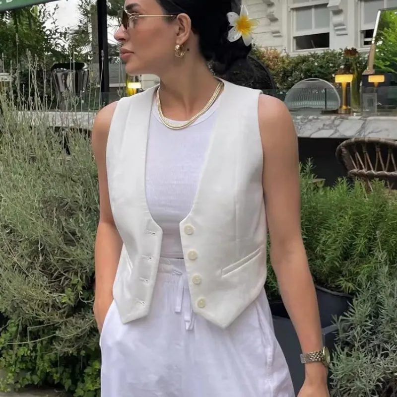 Women's Black Vest Deep V-Neck Polyester with Pockets sold by Hensley London product image thumbnail 4