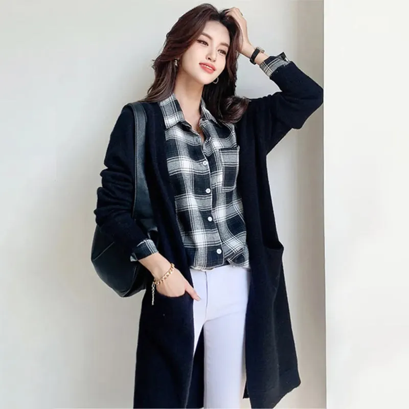 Women's Cardigan Sweater Gray Knit with Pockets sold by Hensley London product image thumbnail 2