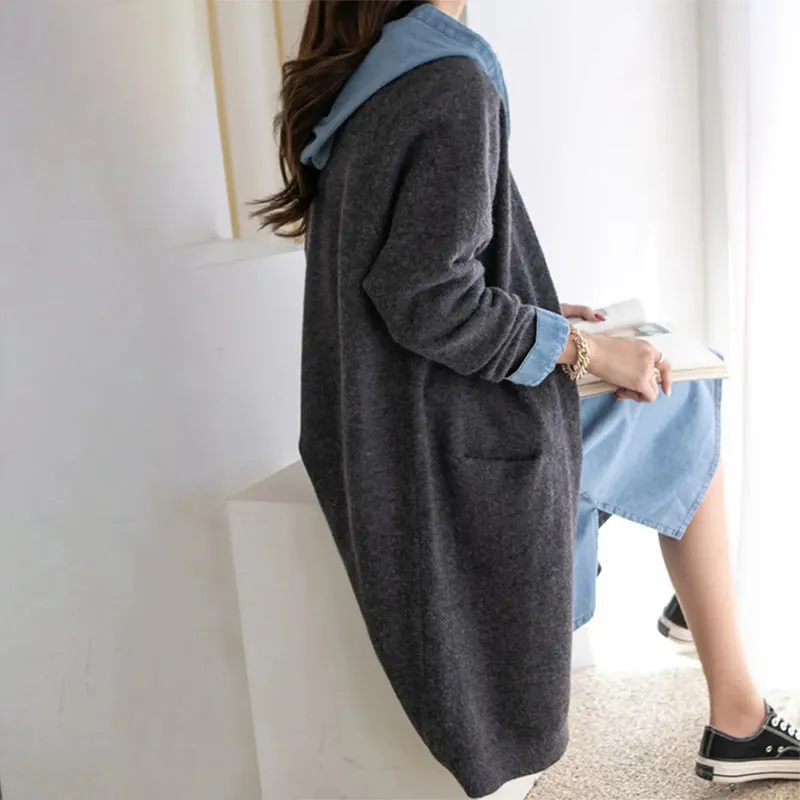 Women's Cardigan Sweater Gray Knit with Pockets sold by Hensley London product image thumbnail 3