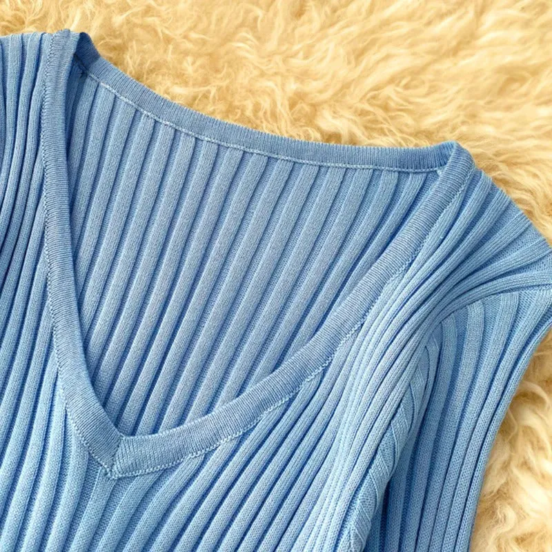 Women's Bodycon Sweater Dress Grey Ribbed Knit sold by Hensley London product image thumbnail 4