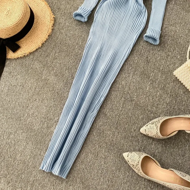 Women's Bodycon Sweater Dress Grey Ribbed Knit sold by Hensley London product image thumbnail 5