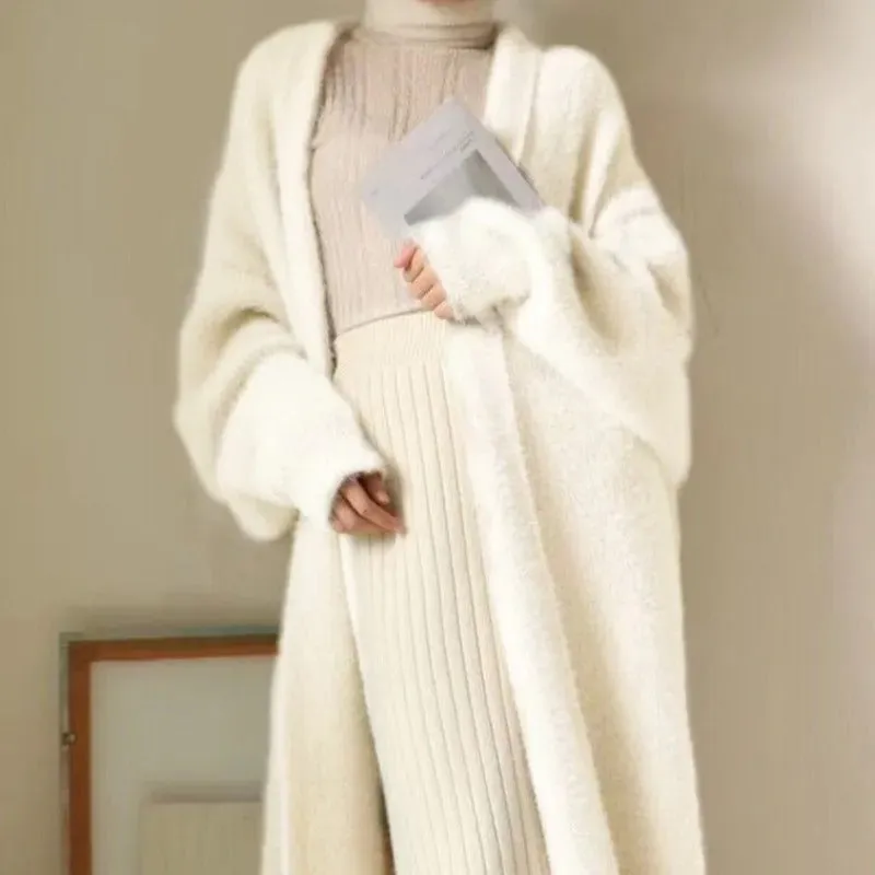 Women's Long Sleeve Cardigan Sweater White Polyester sold by Hensley London