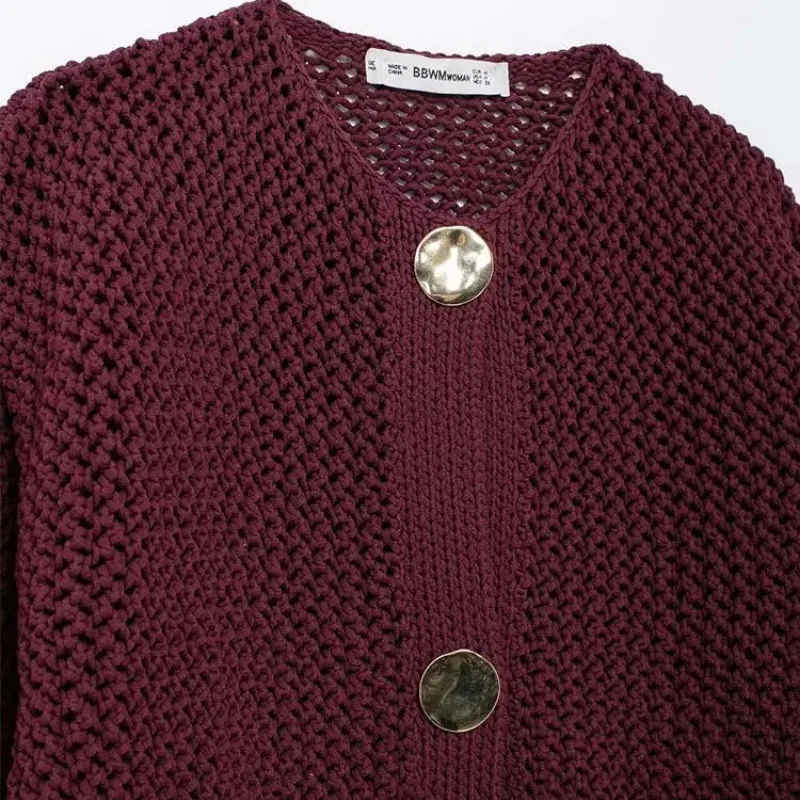 Women's Long Sleeve Cardigan Sweater Beige Cotton Blend sold by Hensley London product image thumbnail 5