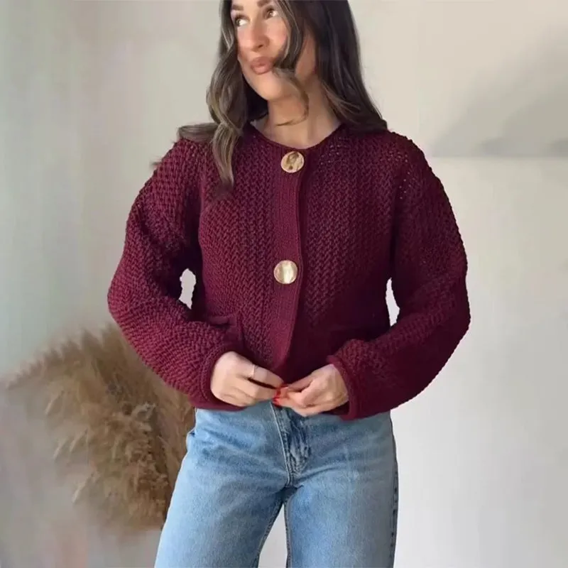 Women's Long Sleeve Cardigan Sweater Beige Cotton Blend sold by Hensley London product image thumbnail 2