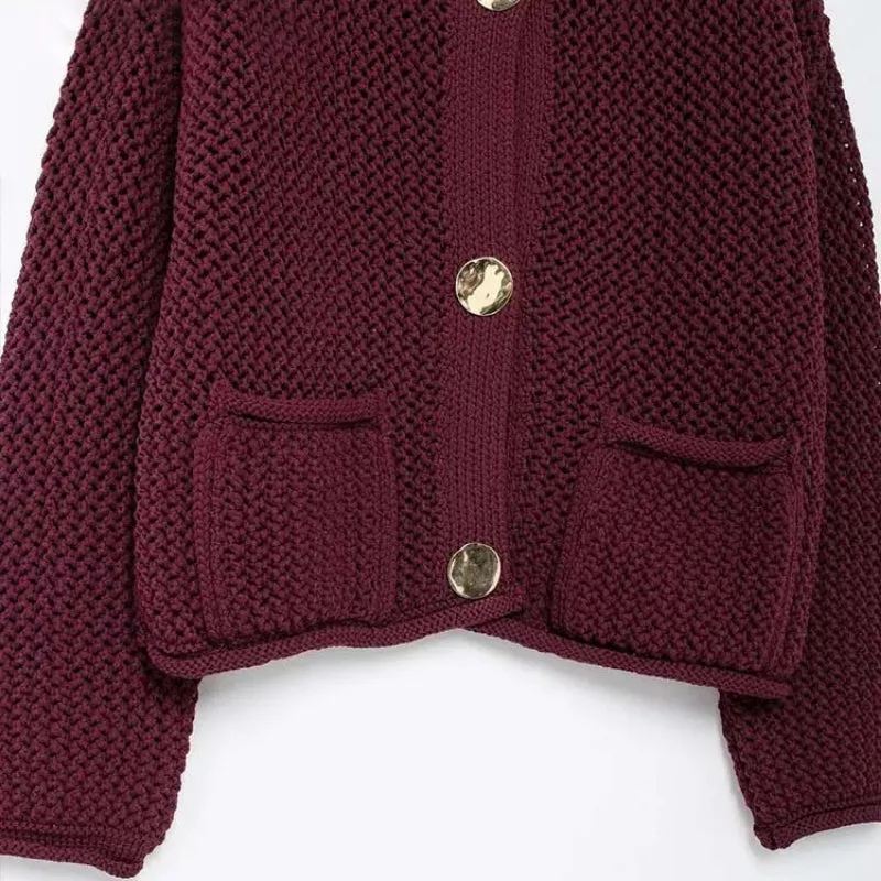 Women's Long Sleeve Cardigan Sweater Beige Cotton Blend sold by Hensley London product image thumbnail 3