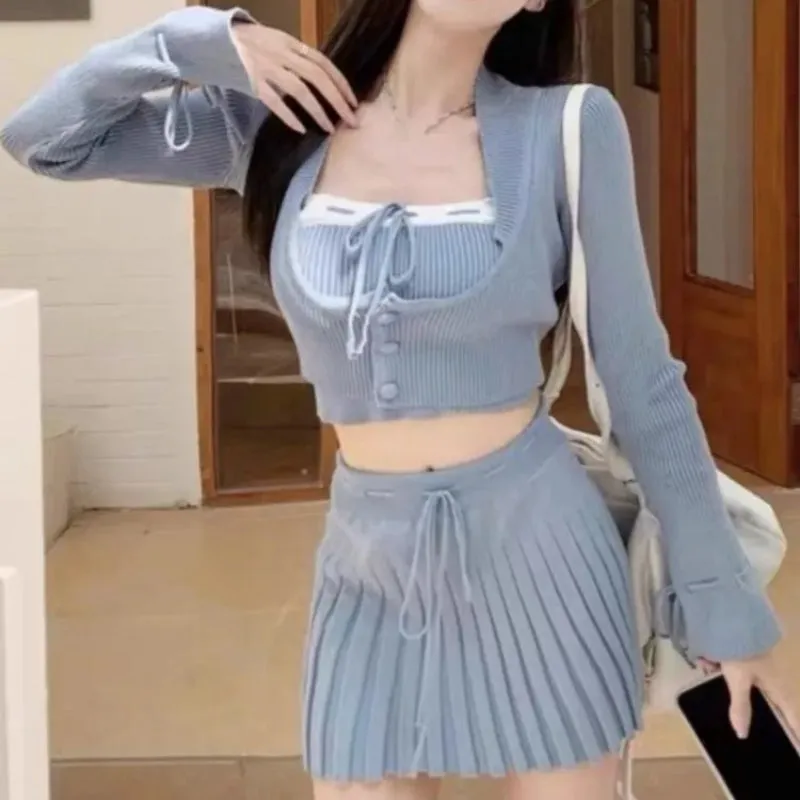 Women's Tube Top Cropped Cardigan Mini Skirt Set Black Polyester sold by Hensley London product image thumbnail 2