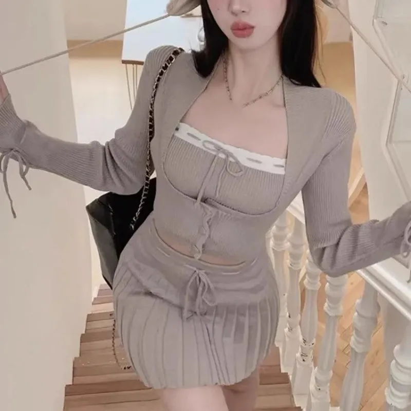 Women's Tube Top Cropped Cardigan Mini Skirt Set Black Polyester sold by Hensley London product image thumbnail 4