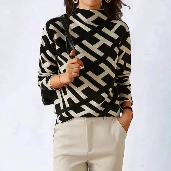 Women's Long Sleeve Top Geometric Pattern Soft Knit sold by Hensley London product image thumbnail 2