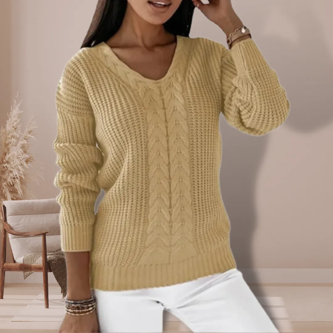 Stylish V-neck Knitted Pullover for Women sold by Hensley London product image thumbnail 2