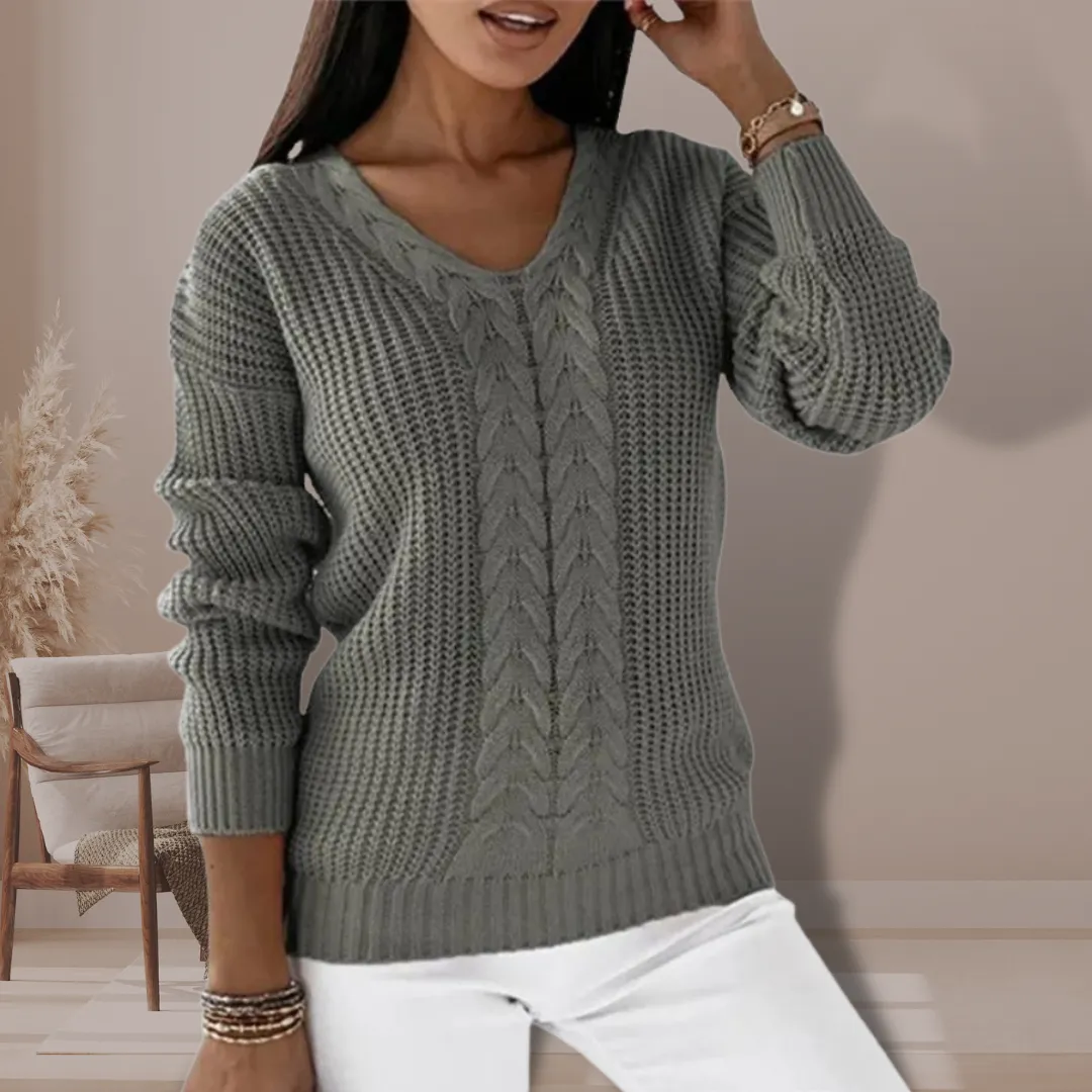 Stylish V-neck Knitted Pullover for Women sold by Hensley London