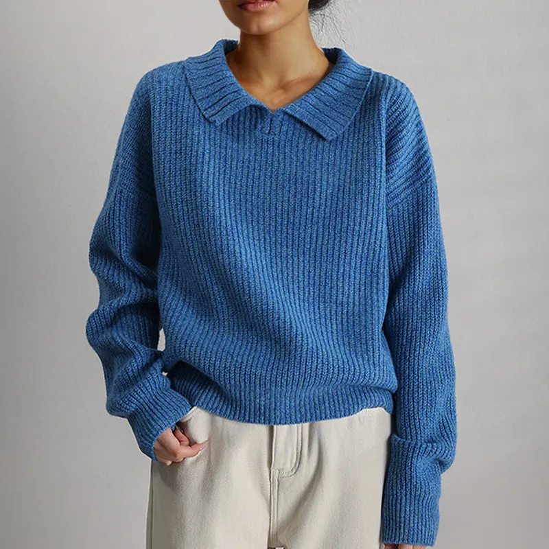 Women's Oversized Sweater Blue Acrylic Blend sold by Hensley London