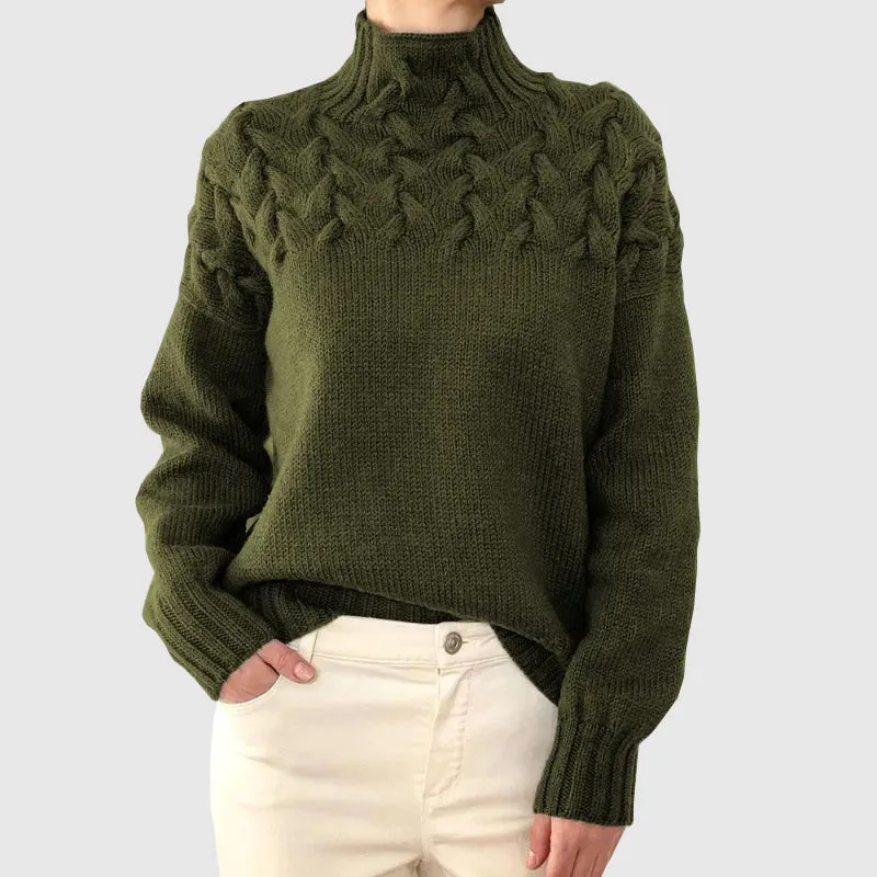 Women's Sweater Cable Knit Turtleneck Long Sleeve Warm Polyester Cotton sold by Hensley London product image thumbnail 3