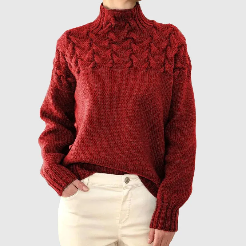 Women's Sweater Cable Knit Turtleneck Long Sleeve Warm Polyester Cotton sold by Hensley London product image thumbnail 4