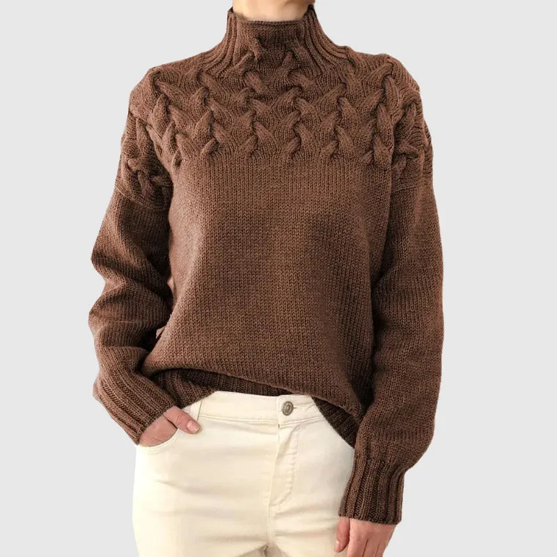 Women's Sweater Cable Knit Turtleneck Long Sleeve Warm Polyester Cotton sold by Hensley London