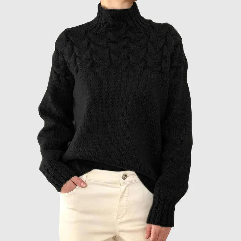 Women's Sweater Cable Knit Turtleneck Long Sleeve Warm Polyester Cotton sold by Hensley London product image thumbnail 2