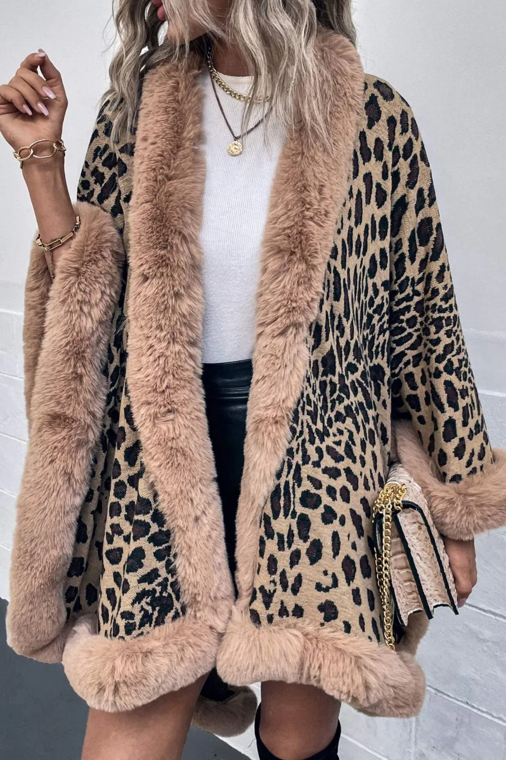 Chic Leopard Print Open Poncho for Women sold by Hensley London product image thumbnail 3