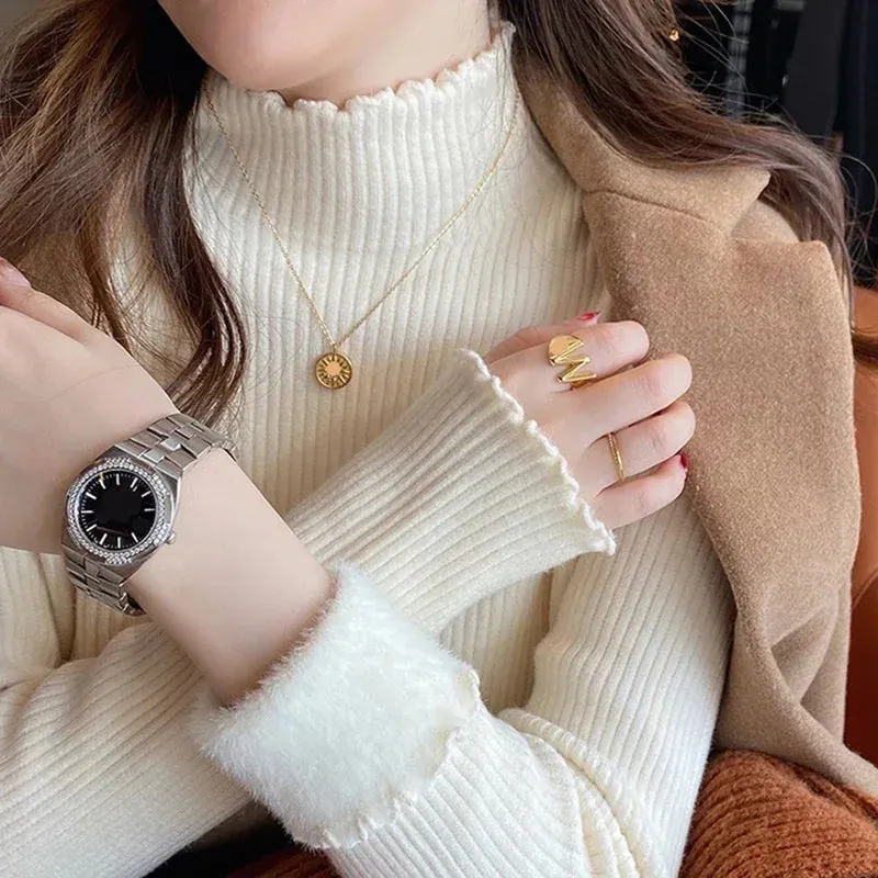 Tarra Women's Mock Neck Sweater with Ruffled Hem sold by Hensley London product image thumbnail 3