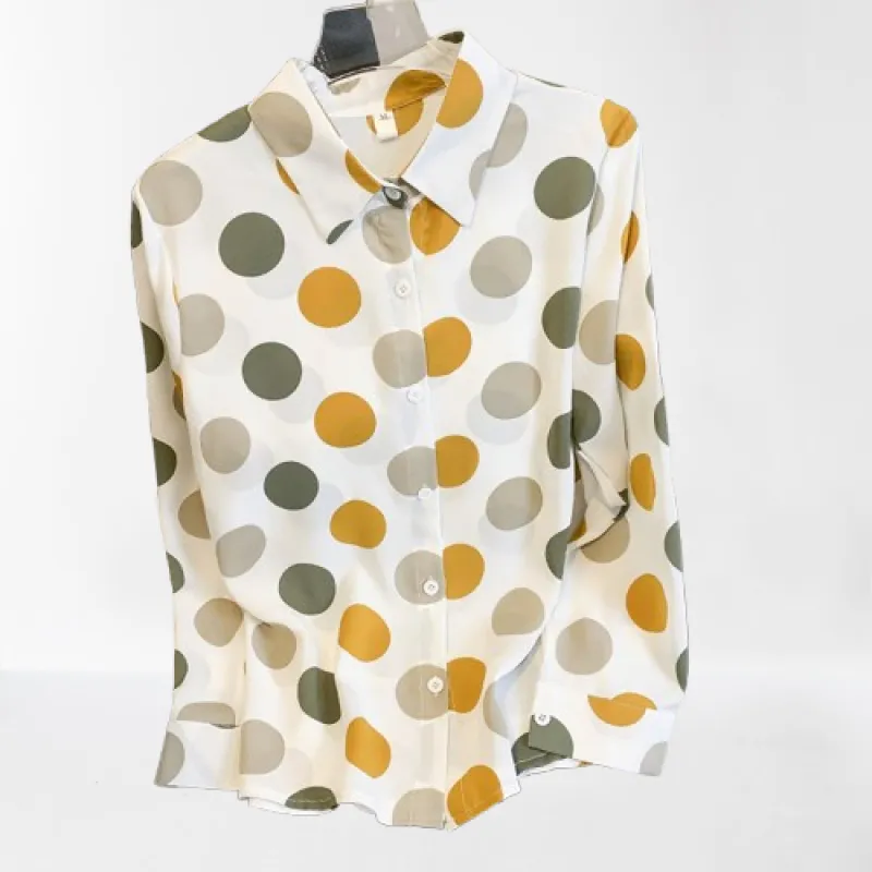 Playful Polka Dot Button-Up Shirt for Women sold by Hensley London